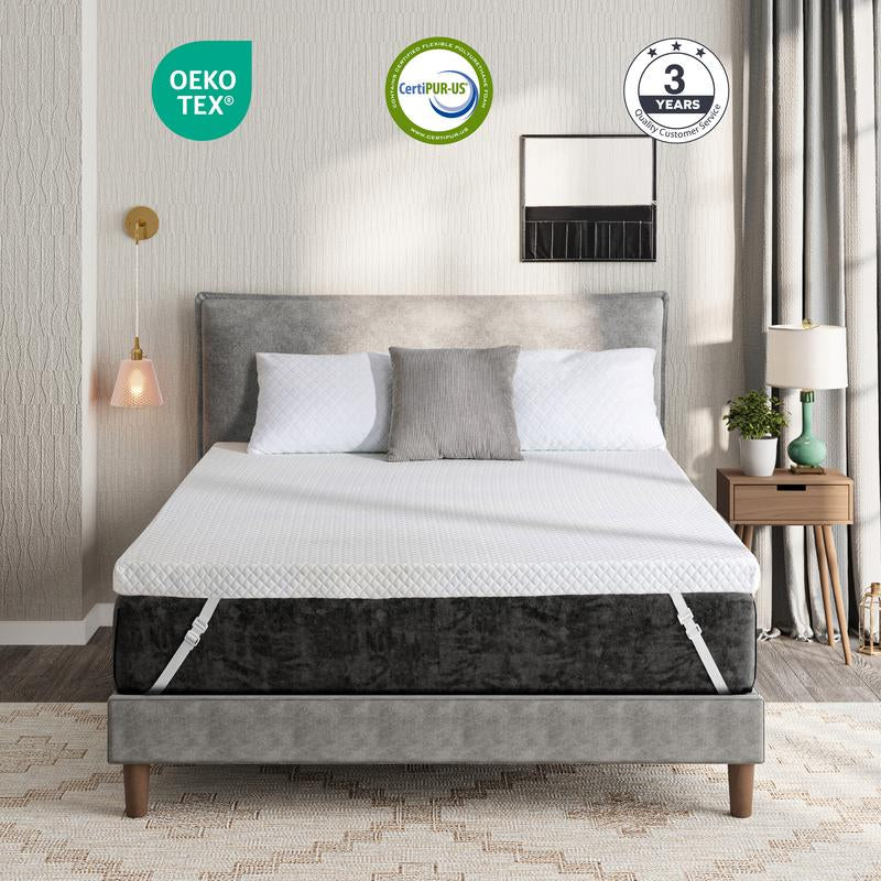 EGO Original White Mattress Topper, Gel Memory Foam, Cooling Sleep with Ventilated Design & Removable Fitted Cover