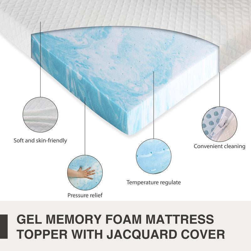 EGO Original White Mattress Topper, Gel Memory Foam, Cooling Sleep with Ventilated Design & Removable Fitted Cover