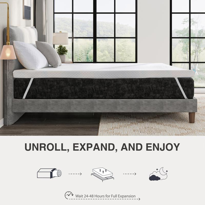 EGO Original White Mattress Topper, Gel Memory Foam, Cooling Sleep with Ventilated Design & Removable Fitted Cover