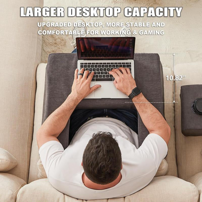 Lap Desk Pillow for Laptop, Large Reading Pillow for Adult, Arm Rest Pillow with Cup Holder, Memory Bed Desk for Working, Gaming, Reading, Laptop Desk for Couch Bed Floor()