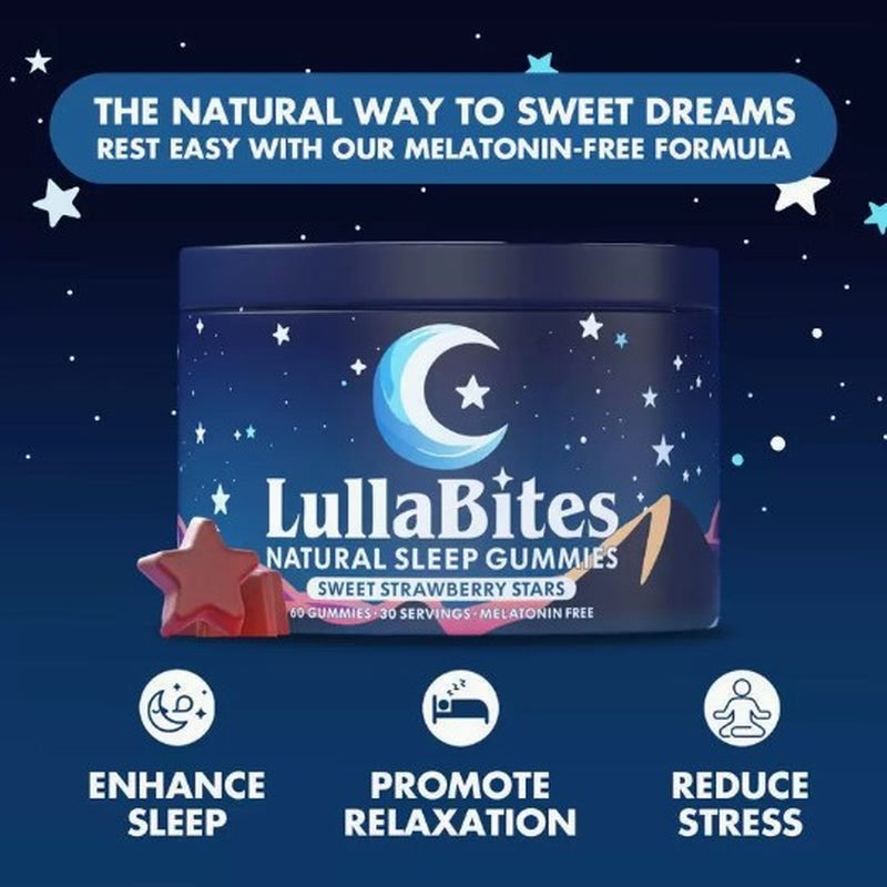 Lullabites Gummies Strawberry Stars Flavor - 30 Servings Sugar-Free Vegan Halal